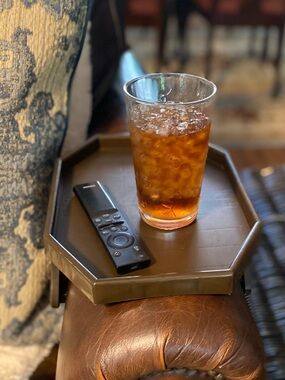 🛋️ Set of 2 Matching Sofa Arm Rest Brown Octagonal Trays